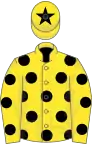 YELLOW, black spots, black star on cap