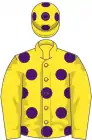 Yellow, purple spots, yellow sleeves