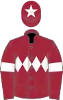 Maroon, white triple diamond, white armlet, white star on cap