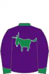 Purple silks with green trimmings and a green donkey emblem