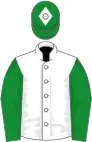 White, green sleeves, green cap, white diamond