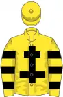Yellow, black cross of lorraine and hoops on sleeves