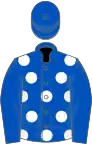 Royal blue, white spots on body