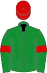 Green, red armlets and cap