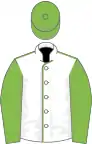 White, Light Green seams, sleeves and cap