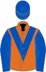 Orange, Royal Blue chevron, sleeves and cap