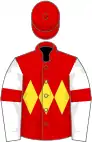 Red, yellow triple diamond, white sleeves, red armlets