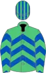 EMERALD GREEN and ROYAL BLUE CHEVRONS, striped cap