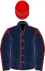Dark blue, red seams, red cap
