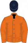 Orange, orange sleeves, dark blue cap