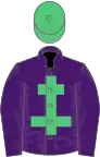 Purple, emerald green cross of lorraine, emerald green cap