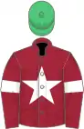 Maroon, white star and armlet, emerald green cap
