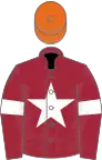 Maroon, white star, white armlets, orange cap