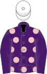 Purple, Pink spots, Purple sleeves, White cap
