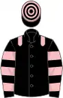 Black, pink epaulets, hooped sleeves and cap
