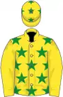 Yellow, green stars on body and cap