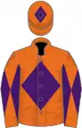 Orange, purple diamond, diabolo on sleeves and diamond on cap