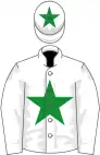 White, green star, star on cap