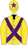 Yellow, purple cross-belts and star on cap