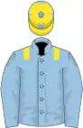 Light blue, yellow epaulets, yellow cap, light blue stars