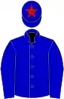 Blue, red star on cap