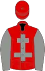 Red, grey cross of lorraine and sleeves, red cap