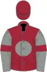 Maroon, grey disc, grey sleeves, maroon armlets, maroon cap