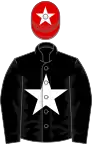 BLACK, white star, red cap, white star