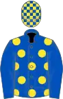 ROYAL BLUE, yellow spots, royal blue sleeves, check cap
