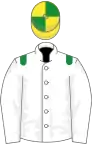 White, green epaulets, yellow and green quartered cap