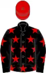 Black, red stars and cap