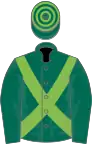 Dark green, light green cross-belts, hooped cap