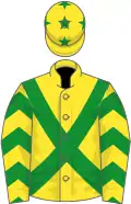 Yellow, green cross-belts, chevrons on sleeves, stars on cap