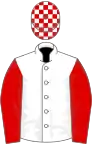 White, Red sleeves, check cap