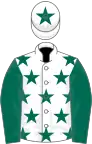 White, Dark Green stars, sleeves and star on cap