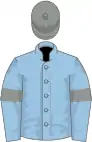 Light blue, grey armlets and cap