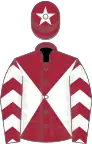 Maroon and white diabolo, white and maroon chevrons on sleeves, maroon cap, white star