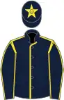 Dark blue, yellow seams and star on cap