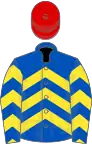 ROYAL BLUE and YELLOW CHEVRONS, red cap