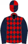 Dark blue and red diamonds, dark blue sleeves, quartered cap