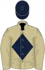 Beige, dark blue diamond and cap