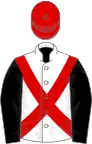 White, red cross sashes, black sleeves, red cap