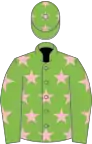 Light green, pink stars