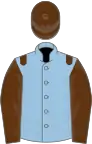 Light blue, brown epaulets, sleeves and cap