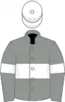 Grey, white hoop, armlets and cap