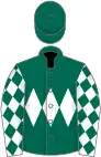Dark green, white triple diamond, white sleeves, green diamonds, green cap