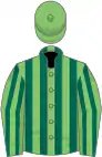 Light green and dark green stripes,light green cap