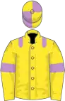 Yellow, mauve epaulets, armlets, quartered cap