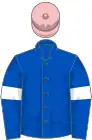 Royal blue, white armlets, pink cap