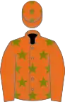 Orange, Olive Green stars, Orange sleeves